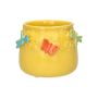 Ceramic planter KIMANA, 3D butterflies dragonflies, yellow-orange-blue-green, 4.3"/11cm, Ø5.3"/13,5cm
