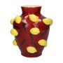 Flower vase JULLA made of dolomite, 3D lemons, red-yellow, 10"/25,7cm, Ø9"/22,5cm
