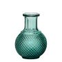DONKA glass bottle, diamond pattern, turquoise-transparent, 11.5 cm, Ø 8.5 cm