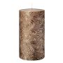 Block candle VALENTIANO, floral pattern, rose gold, 5.1"/13cm, Ø2.7"/6.8cm, 52 hours - Made in Germany