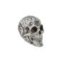 Halloween skull FARALDA with mystical signs and symbols, white-black, 4.7"x4"x7"/12x10x18cm