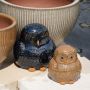 Ceramic owl figurine ELYRIA, dark blue, 8"x8"x8"/21x20x20cm