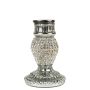 Aluminium rhinestone candle holder KRYSTINA, silver, 3.9"/10cm, Ø2.8"/7cm