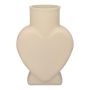 FILIPA heart-shaped glass decorative vase, with base, matt sand, 15.5 x 8 x 22 cm