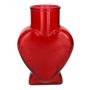 FILIPA heart-shaped decorative glass vase, with base, red-transparent, 15.5 x 8 x 22 cm