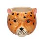 KIRINA ceramic leopard planter, light brown and black, 18.4 x 16.3 x 14.2 cm