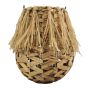 NATASCIA natural fibre lantern, water hyacinth, handle, glass insert, brown, 27 cm, Ø17 cm