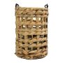 RICHARDA wicker lantern, water hyacinth, handle, glass insert, brown, 17cm, Ø12cm