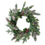 Artificial winter wreath NARVIK, berries, pine cones, green and red, Ø50cm