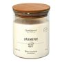 Scented candle FERDINANDINE in a glass jar, Jasmine, soya wax blend, ivory, 3.9"/10cm, Ø3.1"/8cm, 40h - Made in Germany