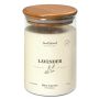 Scented candle FERDINANDINE in a glass jar, lavender, soya wax blend, ivory, 4.9"/12.5cm, Ø3.1"/8cm, 55 hours - Made in Germany