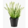 Faux heather ELSAWO in decorative pot, crossdoor, white-green, 12"/30cm