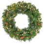 Decorative fir wreath WISCONSIN, gold decorations, glitter, LEDs, Ø24"/60cm