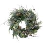 STOCKTON plastic fir wreath, green, snow-covered, LEDs, Ø60cm