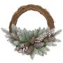 Plastic Christmas wreath RAVENNA, green, snow-effect, with fruit, Ø16"/40cm