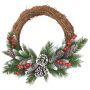 Plastic fir wreath MARLIES, green, snow-effect, fruit, Ø16"/40cm