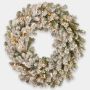 LINZ plastic fir wreath, white, snow-covered, LEDs, Ø75cm