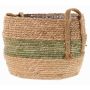 Wicker flower pot UPALI, braided seagrass, 2 carrying handles, beige-green, 10"/26cm, Ø13"/33cm