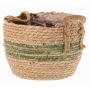 Wicker plant pot UPALI, braided seagrass, 2 carrying handles, beige-green, 9"/22cm, Ø12"/30cm