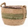 Wicker plant pot UPALI, braided seagrass, 2 carrying handles, beige-green, 7.5"/19cm, Ø9"/24cm