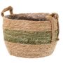 UPALI wicker plant pot, braided seagrass, 2 carrying handles, beige-green, 19cm, Ø24cm
