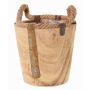 Wooden plant pot DABIH with rope handles, brown, 7.5"/19cm, Ø8"/20cm