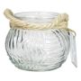 Ball candle vase FIDELMA made of glass, wavy grooves, transparent, 3.5"/9 cm, Ø 4.5"/11,5 cm