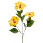 AMADOU artificial hibiscus branch with flowers, yellow, 80 cm
