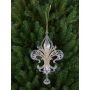 Decorative ornament Heraldic lily AZARIEL acrylic, glitter, transparent-gold, 6"/15cm