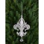 Acrylic Christmas tree bauble, heraldic lily AZARIEL, glitter, silver, 15cm