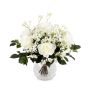 Artificial bouquet of roses and baby's breath ELLI, cream-pink, 14"/35cm, Ø 12"/30cm