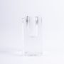 Square glass candlestick SOLUNA for dinner candles, transparent, 1.6"x1.6"x3.9"/4x4x9,8cm