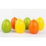 Easter egg candles LEONITA, 6 pieces, yellow-orange-green, 2.4"/6cm, 1.8"/4,5cm, 7h - Made in Germany