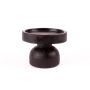 Pillar candle holder MIMARIS made of wood, with foot, black, 3.5"/9cm, Ø4.7"/12cm