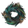 Feather wreath Peacock NORDIAN, natural, Ø16"/40cm