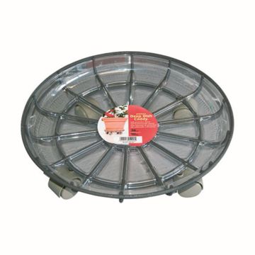 DUNIK round plastic flowerpot saucer, on castors, grey, 10 cm, Ø36 cm