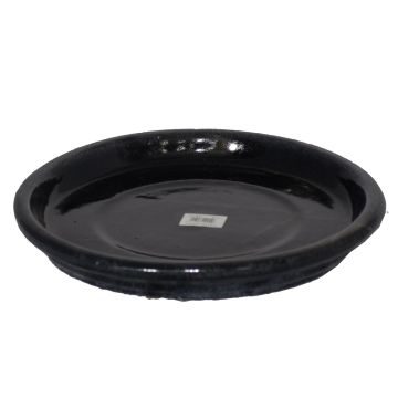 NUNIK round ceramic flowerpot saucer, black, 4cm, Ø27cm