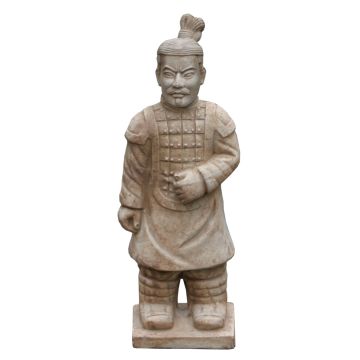 LILORA terracotta garden figurine of a samurai warrior, handmade, patinated, beige, 21 x 17 x 54 cm