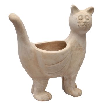 NYMAR terracotta cat plant pot, handmade, beige, 46x27x51cm