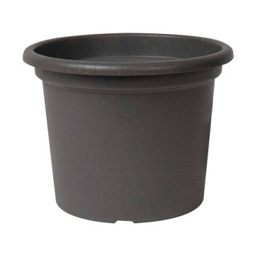 Round plant pot VENERA made of recycled plastic, with holes, anthracite, 12"/30cm, Ø16"/40cm