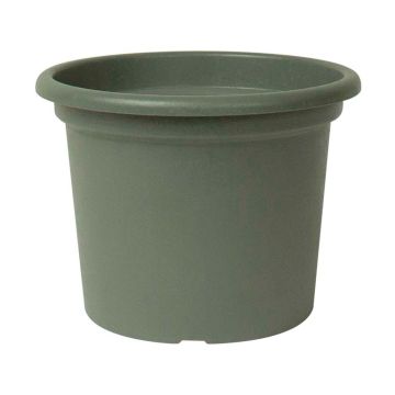 Round plant pot VENERA made of recycled plastic, with holes, sage green, 6"/15cm, Ø8"/20cm