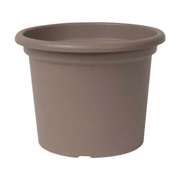 Round plant pot VENERA made of recycled plastic, with holes, taupe, 7"/19cm, Ø10"/25cm