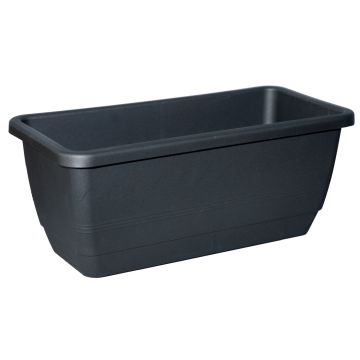 Plastic planter box URMINA with holes, anthracite, 19"x7"x6"/49,5x19x16,5cm