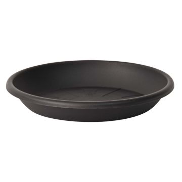 Round flower pot coaster VENERA made of recycled plastic, with holes, anthracite, 1.6"/4cm, Ø11"/28cm Round flower pot coaster VENERA made of recycled plastic, with holes, anthracite, 1.6"/4cm, Ø11"/28cm