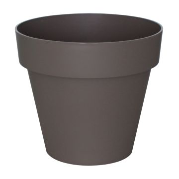 Round plant pot VINAYA made of plastic, with holes, taupe, 12"/31cm, Ø14"/35cm