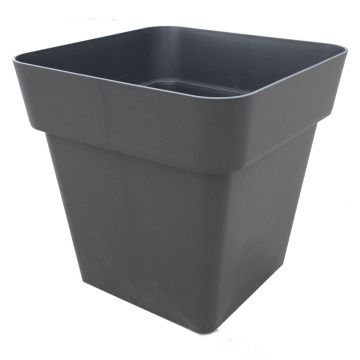 Square plant pot VINAYA made of plastic, with holes, anthracite, 16"x16"x16"/40x40x40cm