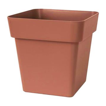 Square plant pot VINAYA made of plastic, with holes, terracotta, 16"x16"x16"/40x40x40cm Square plant pot VINAYA made of plastic, with holes, terracotta, 16"x16"x16"/40x40x40cm