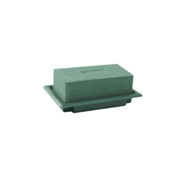 OASIS® Rectangular wet florist sponge for arrangements, in paper compound tray, green, 5.1"x3.5"x2"/13x9x5cm