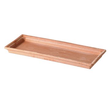 Rectangular planter and saucer set NUVENS, terracotta, patinated, 51 x 22 x 4 cm