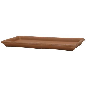 Rectangular planter tray DUVENS, terracotta, patinated, 41x19x3cm